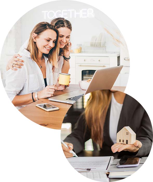 Blonde sisters consulting with expert mortgage broker over Zoom